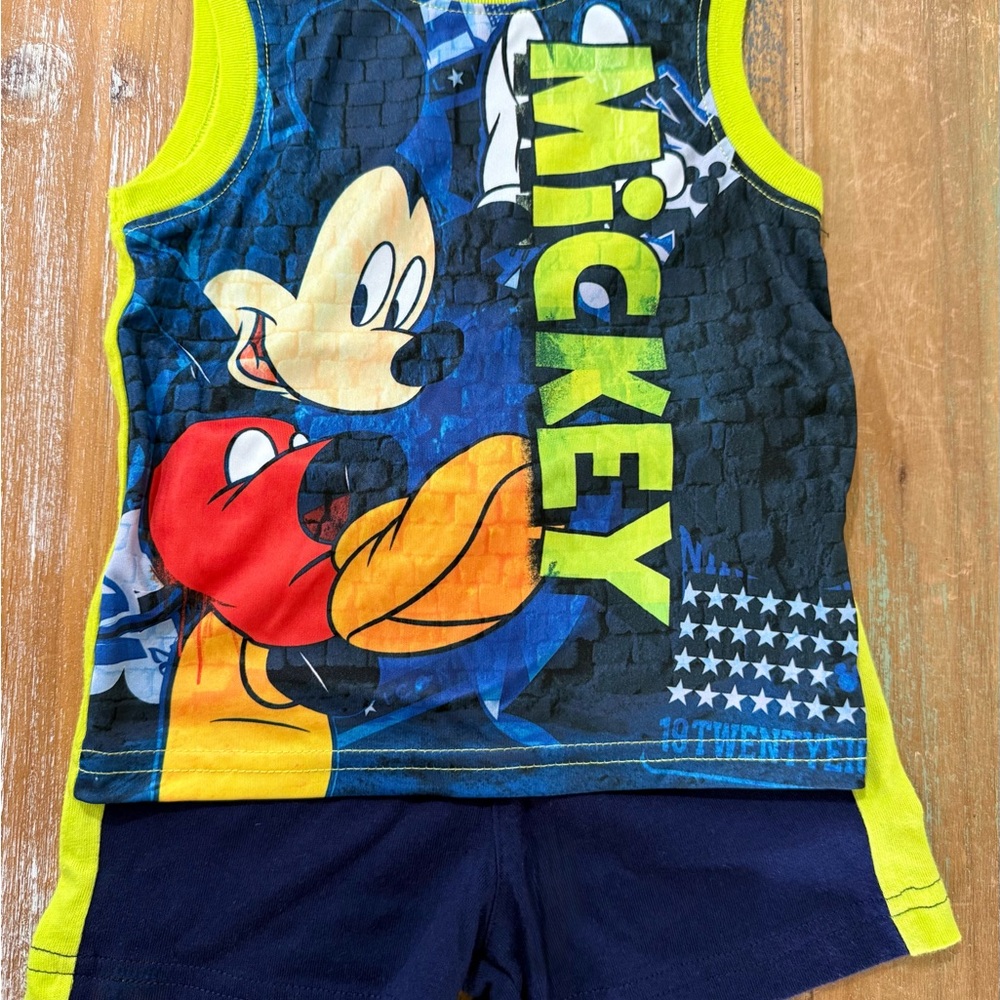 Disney Baby Neon Green and Blue Graphic Top